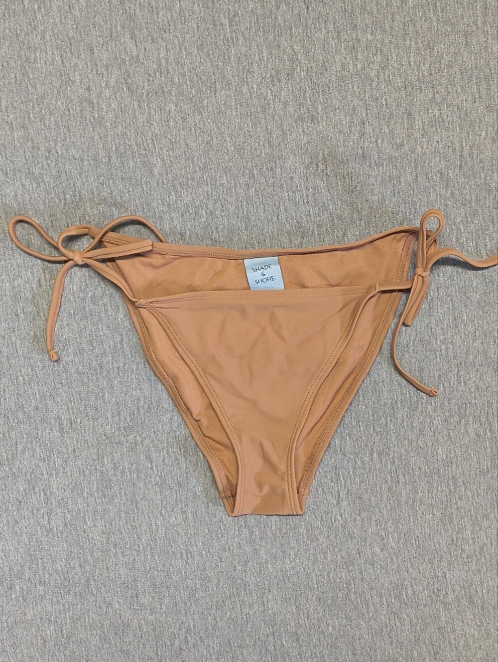 Shade & Shore High‑Leg Cheeky Bikini Bottom – Brown S (Used Good)